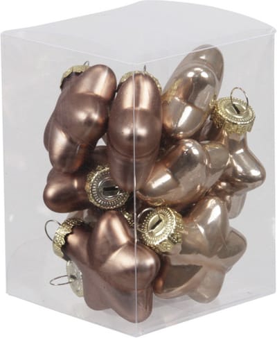 Othmar Decorations Kerstornamenten - sterren - 12x st - ginger bruin - 4 cm - glas - kerstversiering