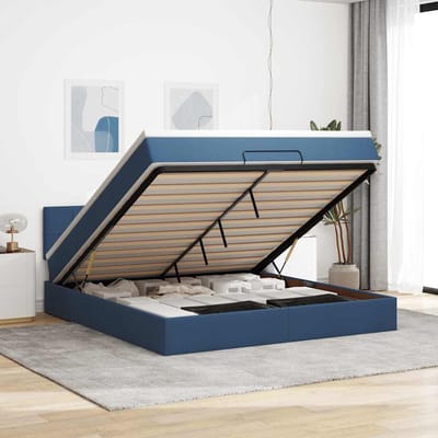 vidaXL - Ottoman - bed - met - matras - 180x200cm - stof - blauw