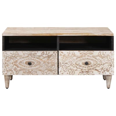 vidaXL - Salontafel - Wit - 80 - x - 54 - x - 40 - cm - Massief - Mango - Hout