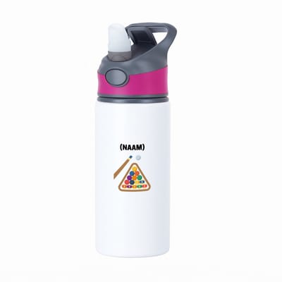 Hacebo® - Biljart met eigen naam waterfles met rietje roze - Biljart - Biljarter - Sport - water fles - 650ML