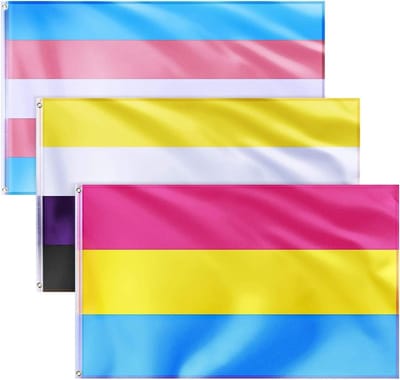 Set van 3 Grote Transgender Vlaggen, Kleurrijke LGBT Vlaggen met Dubbele Stiksel en Messing Ringen, 3ft x 5ft, Perfect voor Evenementen en Decoratie