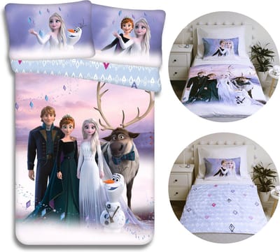 Disney Frozen Beddengoedset, ritssluiting, kinderen, katoenen beddengoed 100x135 cm, Oeko-Tex