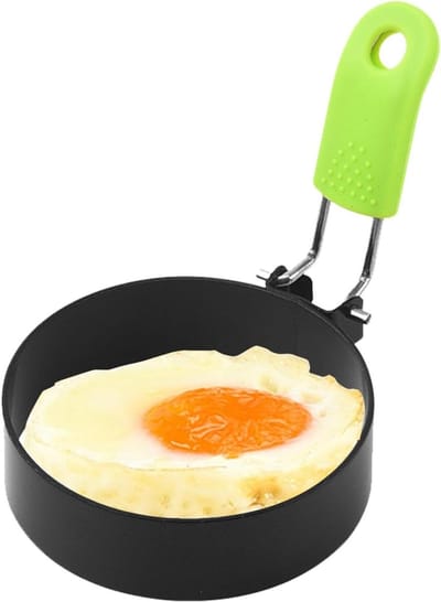 Pannenkoekvormen Koken - Omeletring Bakplaat - Ontbijt Maken - Opvouwbaar Ontwerp - 8x8x5 cm - Zwart