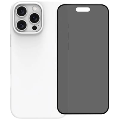 BlueBuilt Back Cover iPhone 16 Pro Max Wit + Privacy Filter Screenprotector Glas