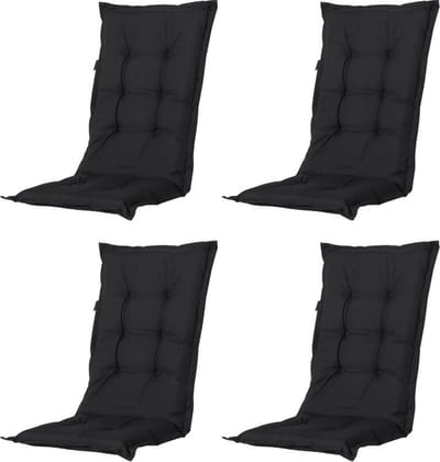 Madison - Tuinkussen - Universeel - Hoge Rug - 4 st. - Panama Black - 123x50cm - Zwart - Tuinstoelkussens - Standaardstoel