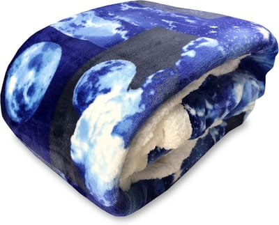 Luxe Sherpa Fleecedeken met Maanprint - Tweepersoonsformaat