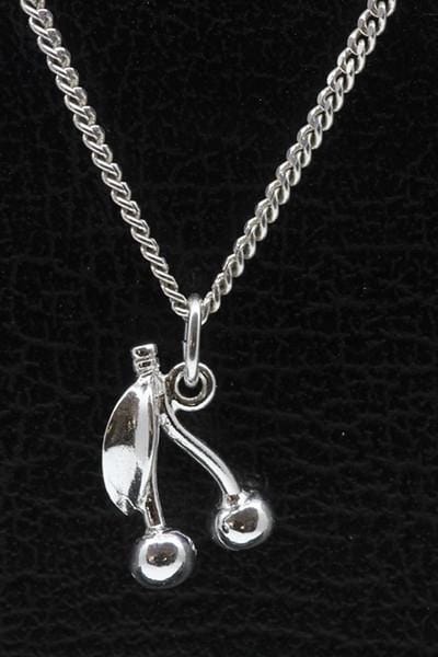 Zilveren Kersen klein ketting hanger