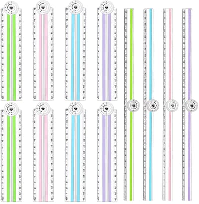 Dailygoods - 12 stuks vouwlinialen transparant 30 cm, opvouwbare rechte linialen, onbreekbare plastic geometrische liniaal voor kantoor, technische tekeningen, geometrisch werk