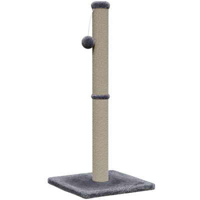 Avalo Krabpaal met Speelballetje - 36x36x74 cm Donkergrijs - Krabpaal voor Katten - Katten krabpaal