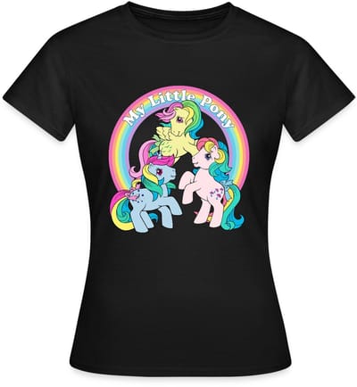 My Little Pony Retro Kleurige Ponys Met Regenboog T-Shirt Dames