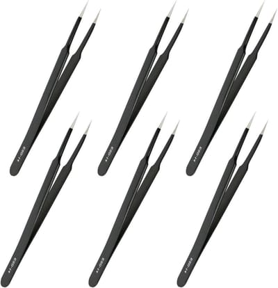 Precisie Pincet Set - Antistatisch Gereedschap - Elektronica Reparatie - Super Fijn Tip - 120mm Lengte - Zwart