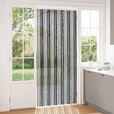 vidaXL - Insecten - Gordijn - Chenille - Grijs - en - Zwart - 100 - x - 230 - cm - 100% - PP