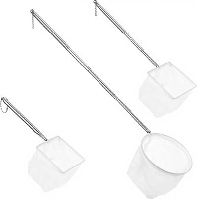 SnelShoppen - 3Pcs Aquarium Shrimp Net - Mini Visnet met Uittrekbare RVS Handgreep - Fijn Gaas Net voor Aquariums, Kleine Vijvers en Basins - Veilig v