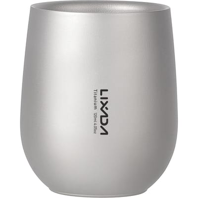 120ml Ultralicht Ti Dubbelwandig Geïsoleerde Waterbeker Theekop Mok voor Buiten Kamperen Wandelen 120ml white