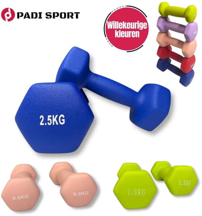Padisport dumbells mix 0,5 en 1,5 en 2,5 kg - gewichten set halters - gewichten set - gewichten set dumbbell - dumbells set - dumbbells - halters - dumbell - fitness gewichten - Gewichten - dumbellset - gewichtjes set - sport gewichten voor thuis
