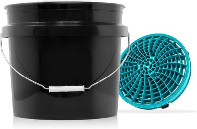 Autowassen Set - Auto Reinigingskit - Krasvrij Wassen - Vuil Scheidend Inzetstuk - 12 Liter Emmer - Zwart Turquoise