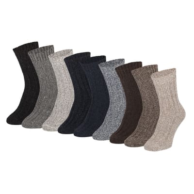Noorse grof gebreide wollen werksokken - 9-Pak - Multicolor / 39/42