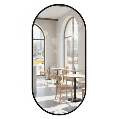 Dailygoods- Wandspiegel Ovaal - Metalen Frame - Modern Design - Wandmontage - 80 x 40 cm - Flexibele Montageopties - Spiegel