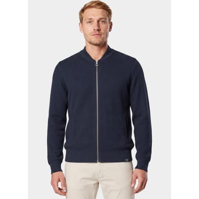 LERROS Vest van gebreid katoen met een subtiele, platte kraag , Maat: M , Kleur: CLASSIC NAVY , 100% katoen