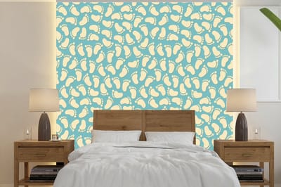 Behang - Fotobehang Patronen - Voet - Blauw - Jongens - Kinderen - Kids - Jongetje - Breedte 240 cm x hoogte 240 cm