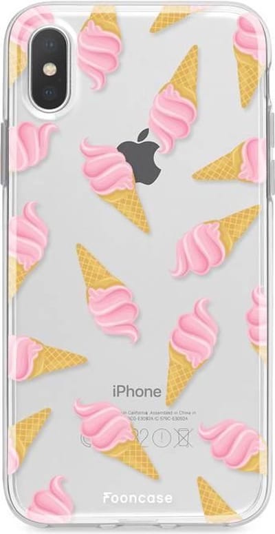 Fooncase Hoesje Geschikt voor iPhone XS Max - Shockproof Case - Back Cover / Soft Case - Ice Ice Baby / Ijsjes / Roze ijsjes