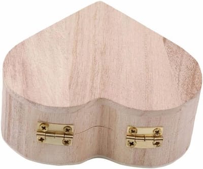 Houten hartvormige doos, onbewerkt, 2 x 10 x 9 cm, met scharnierend deksel, antiek wit, ideaal voor cadeaus, sieradenopslag en knutselprojecten.