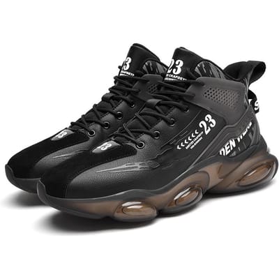Heren lenteschoenen van hoge kwaliteit, trendy, dikke onderkant, basketbalschoenen, nieuwe ademende, schokabsorberende casual sneakers 47 black