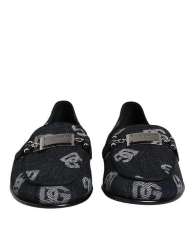 Dolce & Gabbana Blauwe Logo Katoenen Instappers Formele Schoenen