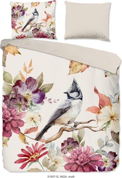 Good Morning dekbedovertrek bloemen en vogels - 2 persoons 200x200/220 cm - Multi - 100% Katoen renforc�