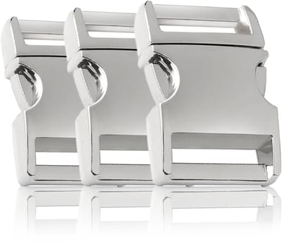 Metalen Kliksluiting 3/4 inch - 20 mm Sleufmaat | 3 Stuks | Steeksluiting voor Paracord Armbanden en Hondenhalsbanden | Zilver