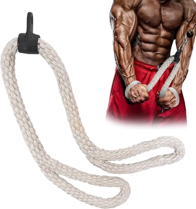 Tricepstouw Accessoire - Fitness Touw - Krachttraining Thuis - Verbeterde Griptrekkracht - 100 cm Lengte - Zwart