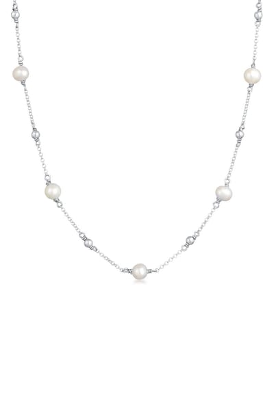 Elli - Halsketting - Dames Bollen Filigraan met zoetwater gekweekte parels in 925 Sterling Zilver Verguld - Dames