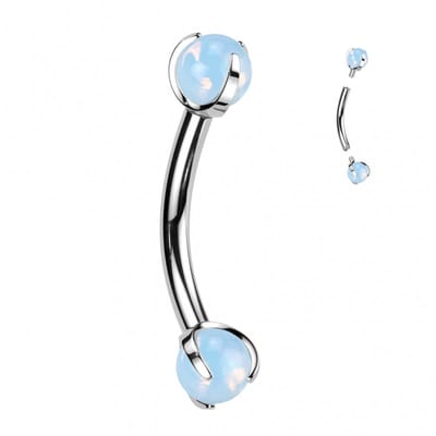 Piercing titanium natuursteen 1.2x8 - Opalite - LMPiercings