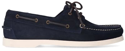 Manfield - Heren - Donkerblauwe suède bootschoenen - Maat 41