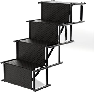 Ploutos® Hondenloopplank - Opvouwbare Hondenloopplank - Auto Oprijplaat voor Honden - Uitschuifbaar & Antislip - Max. 80kg - Zwart - 40cm x 10cm x 156cm