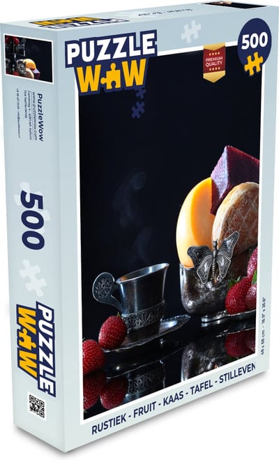 Puzzel Rustiek - Fruit - Kaas - Tafel - Stilleven - Legpuzzel - Puzzel 500 stukjes