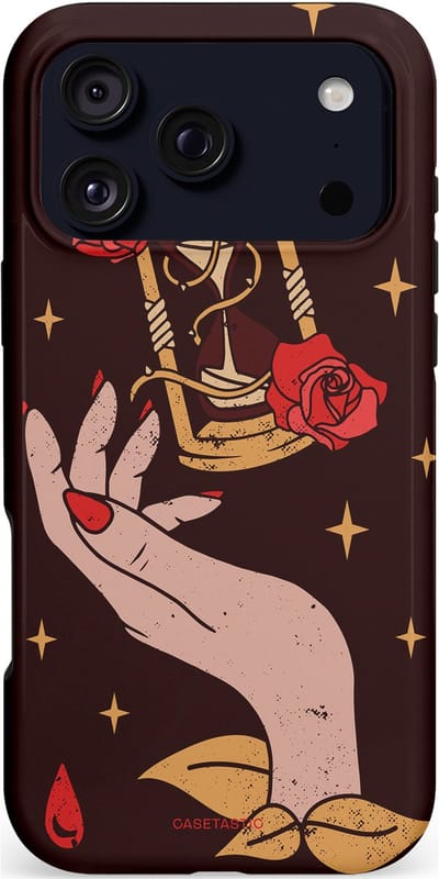 Casetastic hoesje geschikt voor Apple iPhone 17 Pro Max - MagSafe - Dubbellaagse bescherming - Magische Hand Roos - Fashion Case - Zwart Perzik