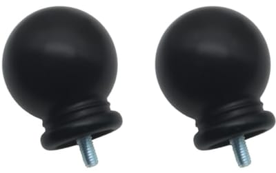 Gordijnroede Eindkappen 15,2 cm Ronde Vorm - Decoratieve Eindstukken voor Gordijnen (Zwart)