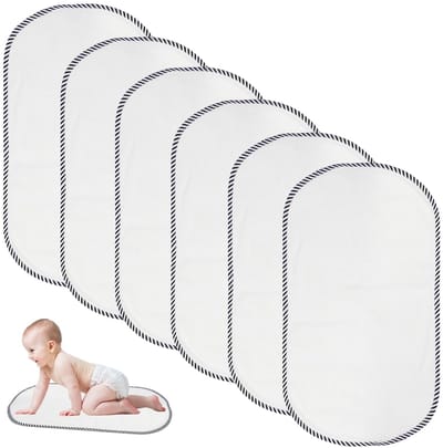 Dailygoods - Herbruikbaar aankleedkussen voor babyluiers: WEGREAT 6 stuks, wasbaar, waterdicht, 30 x 60 cm van bamboeviscose, zacht en beschermend - comfort voor baby's, wit