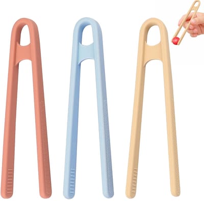 Dailygoods- Siliconen Pincet Set van 3 - Fijne Motoriek - Zintuiglijk Spel - Hand-oogcoördinatie - Kinderspeelgoed - 14 x 2,5 x 1 cm - Motoriekspel