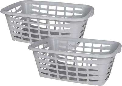 5Five Kunststof wasmand - 2x - lichtgrijs - 40 liter - 66 x 45 x 24 cm - manden voor wasgoed