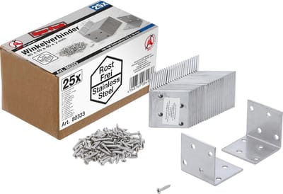 Hoekverbinder Roestvrij Staal 40 x 40 mm - Voordeelverpakking van 25 Stuks
