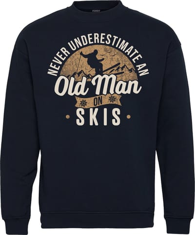 Sweater Never Underestimate An Old Man | Apres Ski Verkleedkleren | Fout Skipak | Apres Ski Outfit | Navy | maat XS