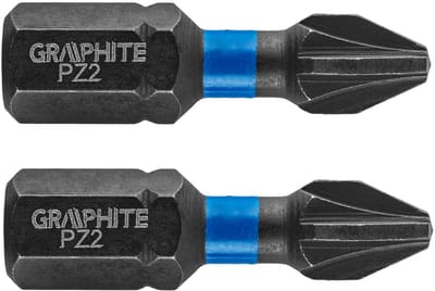 Graphite - PZ2 Impact Bit - 25mm - Staal S2 - 2 Stuks