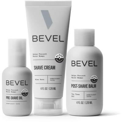 Bevel Shaving Kit voor Mannen – Inclusief Pre-Shave Olie, Scheercrème en Aftershave Balsem, Huidirritatie Verminderen en Scheerbultjes Voorkomen