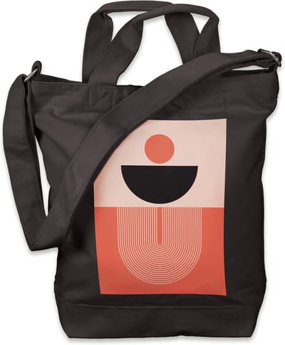 Canvas Shopper Tas met Vakjes - Robuuste Draagtas Katoen met Lange en Korte Handvatten