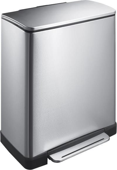 Pedaalemmer 50L - Prullenbak RVS - Keuken Afval - Vingerafdrukbestendig - 34.5 x 50 x 65 cm - Mat Zilver