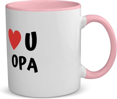 Akyol - love u opa koffiemok - theemok - roze - Opa - de liefste opa - verjaardag - cadeautje voor opa - opa artikelen - kado - geschenk - 350 ML inhoud