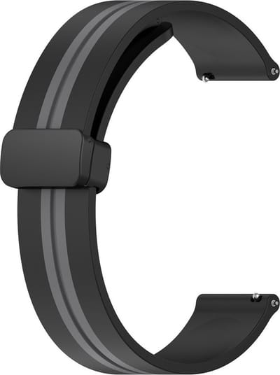 Siliconen bandje - geschikt voor Garmin Venu (2 Plus) / Venu SQ (2) / Vivomove (Style - Sport) / Vivoactive 3 / 5 / 6 / Forerunner 55 / 165 / 245 / 645 / 570 - 42mm - zwart-grijs