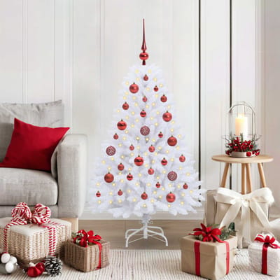 vidaXL - Kunstmatige - Hinged - Kerstboom - Wit - 120 - cm - PVC - en - Staal